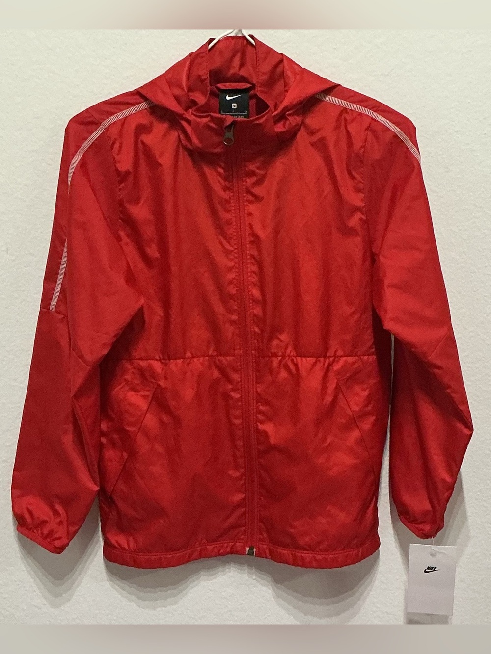NIKE BOYS RED FULL ZIP WINDBREAKER JACKET